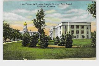 Ppc Postcard Wyoming Cheyenne Supreme Court Building And State Capitol Exterior