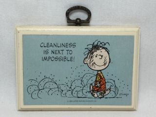Schulz Peanuts Pig Pen Cleanliness Next To Impossible Hallmark Small Wood Plaque