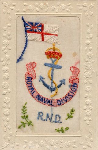 Royal Naval Division: 1917: Ww1 Military Embroidered Silk Postcard