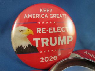 Of 11 Keep America Great Re - Elect Trump 2020 Buttons 3 " Eagle Red