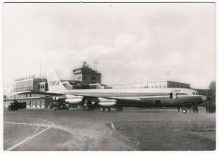 Postcard Twa Trans World Airlines Boeing 707 Frankfurt Airport Aviation
