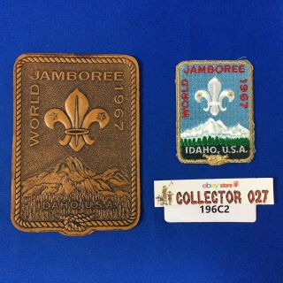 Boy Scout 1967 World Jamboree Idaho,  U.  S.  A.  Participant Patch & Leather Jacket P