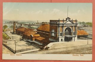 Dr Who 1906 Postcard Union Railroad Train Station Omaha Nebraska Ne 40141