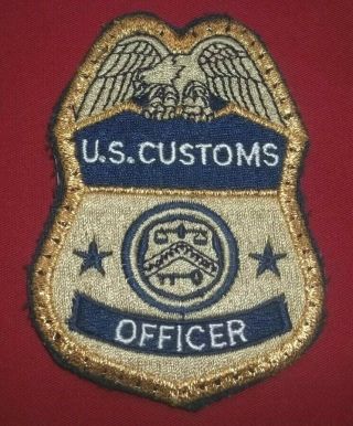 Obsolete U.  S.  Customs Officer Gold On Blue Uniform Patch Pre 9/11 Rare Hard Find