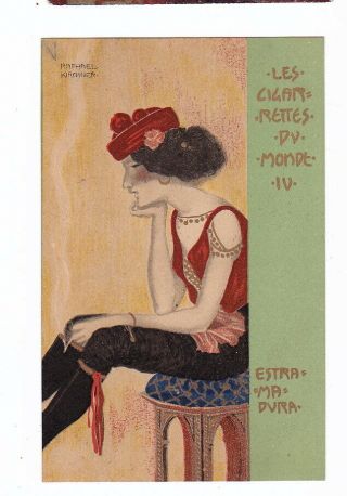 Old Postcard Raphael Kirchner Les Cigarrettes Estramadura Pre - 1905 Art Nouveau