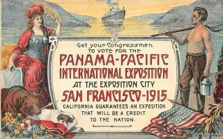 San Francisco Ca Panama Pacific Intl Exposition - Congressmen Vote 1915 Postcard