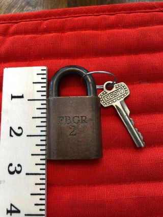 Vintage Best Brass Padlock Lock With Key Fisher Body Grand Rapids