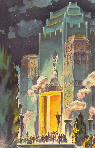 1939 Golden Gate International,  San Francisco,  Lighted Sou Towers,  Old Postcard