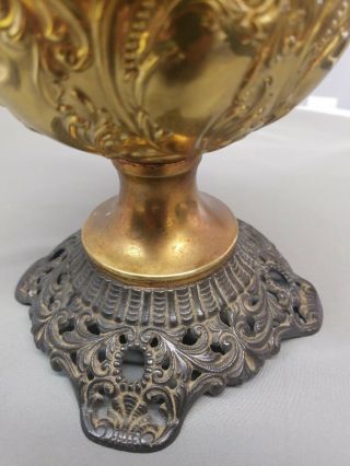 Antique Rare Brass MILLER Kerosene Oil Lamp embossed made in USA Cast Iron Base 3