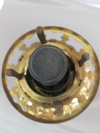 Antique Rare Brass MILLER Kerosene Oil Lamp embossed made in USA Cast Iron Base 7