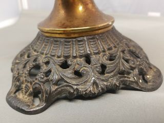 Antique Rare Brass MILLER Kerosene Oil Lamp embossed made in USA Cast Iron Base 8