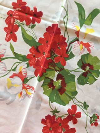 Vintage Wilendur Tablecloth Unusual Geranium & Iris Pattern