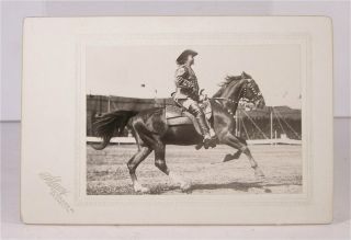C1900 Buffalo Bills Wild West Cabinet Card Photo Of Cody Performing On Horseback