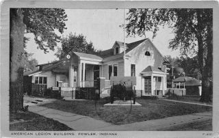 Fowler Indiana 1943 Postcard American Legion Building