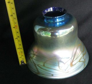 Signed Acid Etched Art Glass Shade With 2 Inch Fitter