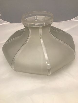 Antique Aladdin Coleman Oil Lamp Shade B&H Rayo Frosted Clear Panel 10” 2