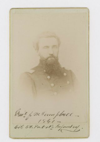 Civil War Cdv Photo Bvt.  Gen.  Jacob M.  Campbell,  54th Pa Vol.  Infantry Regiment