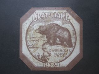 Vtg 1929 Crater Lake National Park Car Auto Pass Window Decal Permit Sticker Or