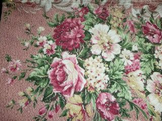 Vtg 40s 50s Textured Cotton Cushion Pillow Cover Dusty Pink W/ Roses 32 X 32