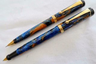Nr Visconti Ponte Vecchio Roller Ball & Pencil Set Pompeii Blue
