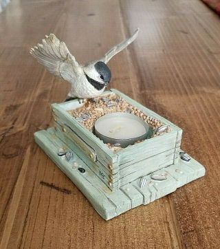 Hallmark Marjolein Bastin Bird Feeder Box Tealight Candle Holder Chickadee Seed