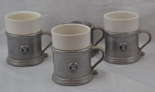 Set Of 4 Wilton Armetale Rwp Mugs Pewter With 3 Ceramic Inserts Plough Tavern