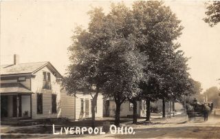 F68/ Liverpool Medina County Ohio Rppc Postcard 1910 Homes Delivery Wagon
