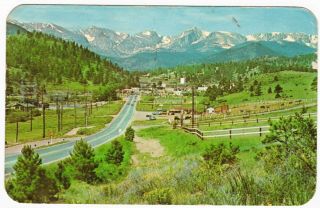 Estes Park Village Big Thompson Highway Postcard Postmarked 1966