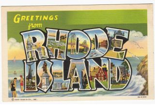 Greetings From Rhode Island Postcard Large Letter Greeting Lenin Unposted