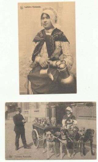 Vintage Belgian Postcards Of Dairy Maids - Laitiere Flamande