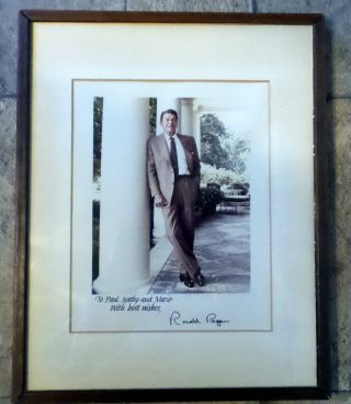 President Ronald Reagan Signed / Autographed Photo,  White House - Framed
