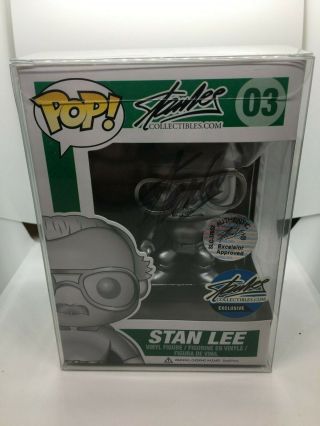 Funko Pop Stan Lee Silver 03 Signed Autograph Excelsior Approved Exclusive