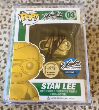 Funko Pop Stan Lee Gold 03 Signed Autograph Excelsior Approved Exclusive