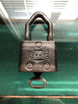 Antique / Vintage Reese Padlock.  This Is A Rare Lock W/ Key