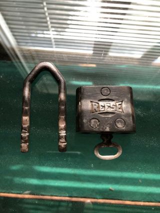 ANTIQUE / VINTAGE REESE Padlock.  This Is A Rare Lock W/ Key 3