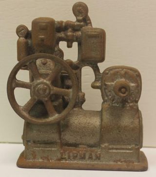 Lipman Cast Iron Steam Engine Paperweight 3 3/4 " Tall
