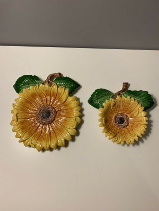 Fitz And Floyd Yellow Sunflower Plates Set Of 2 Wall Hanging Decor