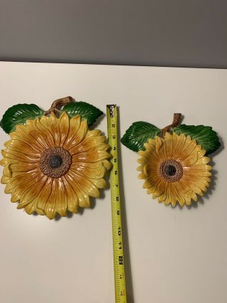 FITZ AND FLOYD YELLOW SUNFLOWER PLATES SET of 2 WALL HANGING DECOR 8