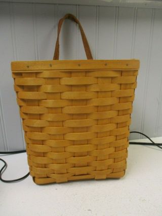 Longaberger Wall Hanging Basket With Leather Handle 1999 Signed