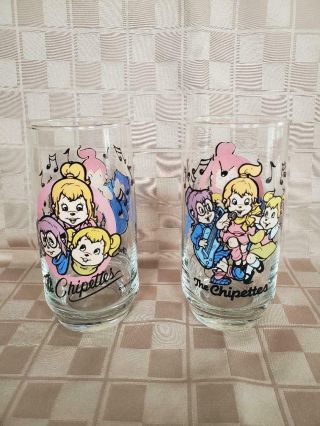 The Chipettes Chipmunks 1985 Drinking Glass - Set Of 2