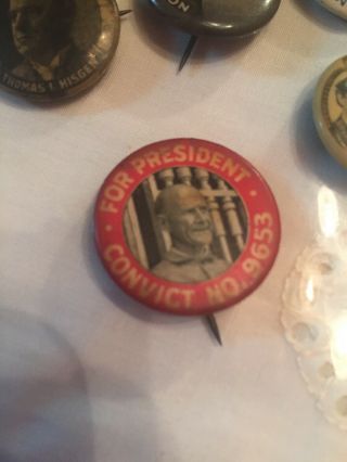 Authentic For President Convict No 9653 Political Pinback Pin Button 1920 2