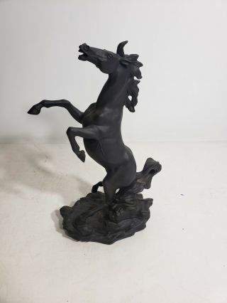 RARE 1988 Franklin Battling Black & White Porcelain Horses (HOOF) 024 2