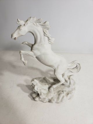 RARE 1988 Franklin Battling Black & White Porcelain Horses (HOOF) 024 6