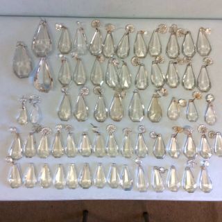 Rare Shape Chandelier Prisms,  63 Pendants