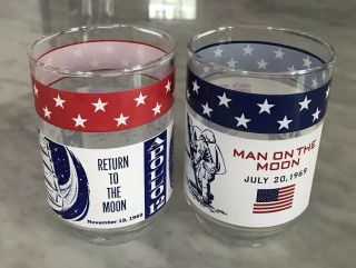 Set Of 2 Vintage 1970 Nasa Apollo 11 & 12 Usa Man On The Moon Glasses