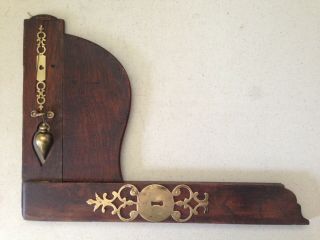 Antique Wood And Brass Level & Square With Plumb Bob