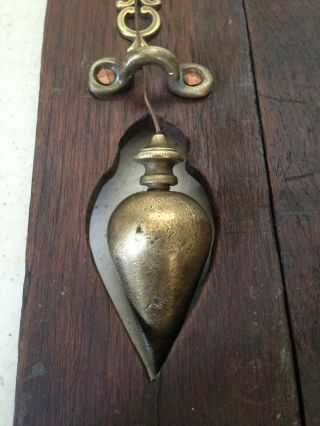 Antique Wood and Brass Level & Square with Plumb Bob 5