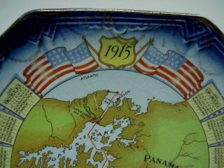 Antique 1915 Calendar Plate Panama - Canal Broadway ? Ohio Flow Blue Edge 5