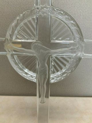 Tall Lalique Crystal Glass Christ On The Cross 2