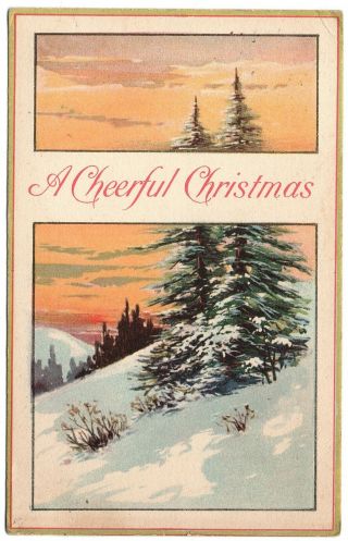 A Cheerful Christmas Tree And Snow Scene Vintage Postcard Santa Rosa Ca 1924